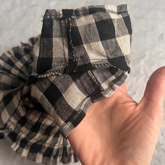 NWT Olivaceous Olivia Linen High Waist Plaid Pull-On Shorts Academia Black Cream - Picture 11 of 15